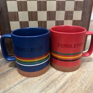 Pendleton Striped Mugs in Red and Blue